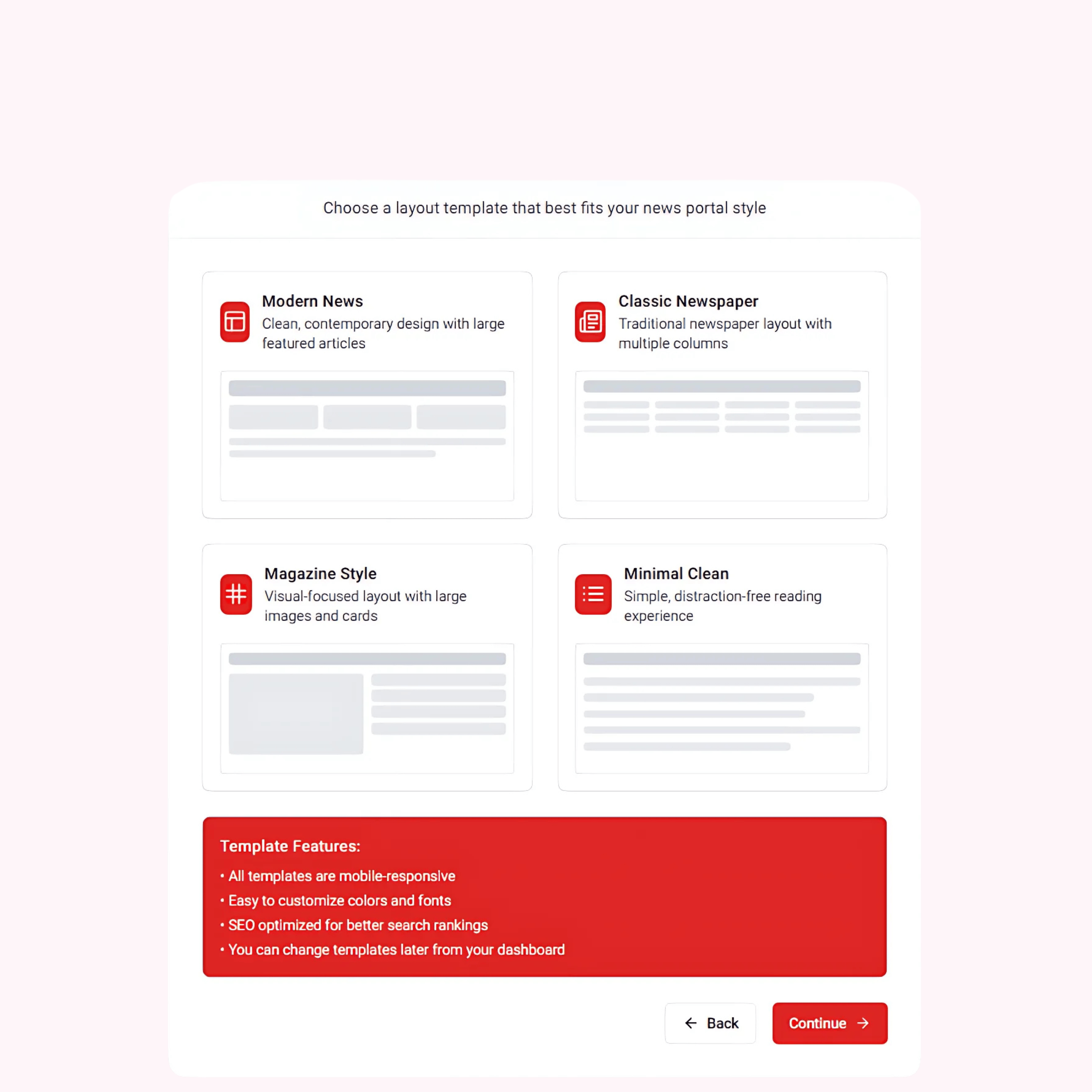 Select a Layout Template